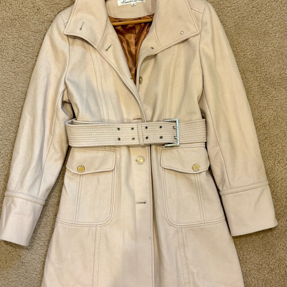 Kenneth Cole Light Beige Trench Coat with Belt